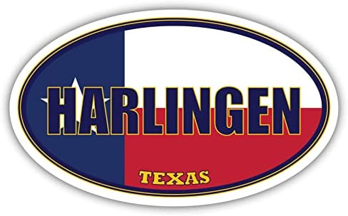 דגל מדינת טקסס של הארלינגן טקסס | דגל TX דגל מחוז קמרון צבעי סגלגל סגלגל מדינות פגוש מדבקה מכונית